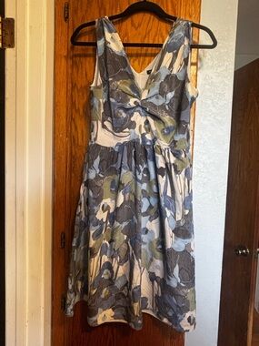 Banana Republic Floral Midi Dress in Blue and Olive